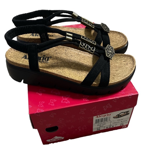 Alegria Casual Black Roz Adjustable Sandal SZ 36 NIB New in Box - Picture 2 of 8
